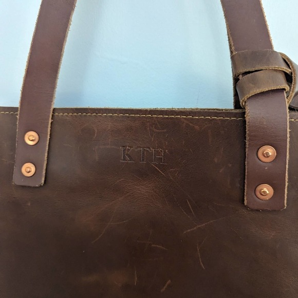 Lifetime Leather Mini Tote with Monogram Dark Brown KTH - Picture 10 of 10